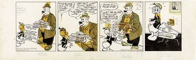 Donald Duck - There’s one born every minute, matita, china e retino su cartoncino