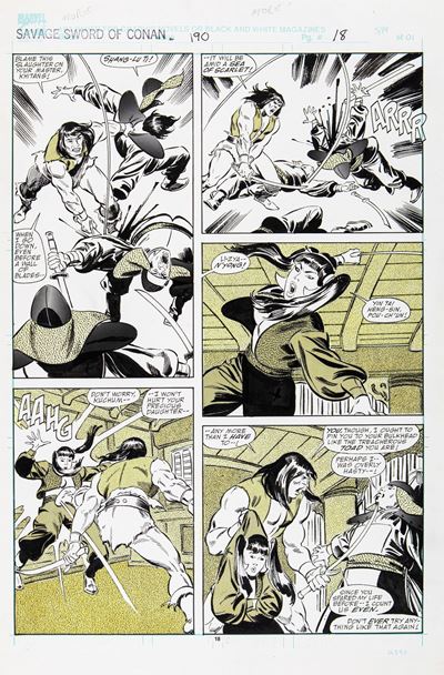 Savage Sword of Conan - Skull on the Seas, matita, china e retino su cartoncino Marvel