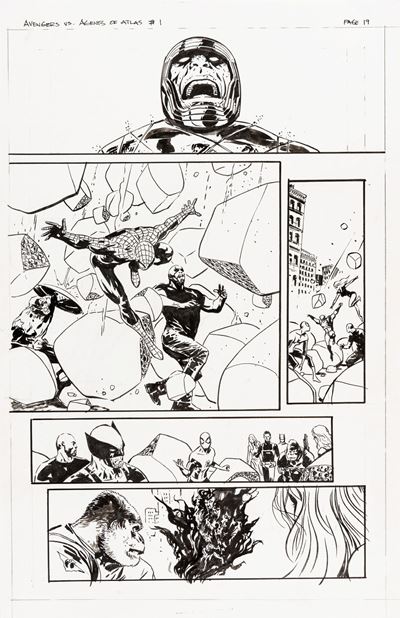 Avengers vs. Atlas - Earth's Mightiest Super Heroes, matita e china su cartoncino Marvel