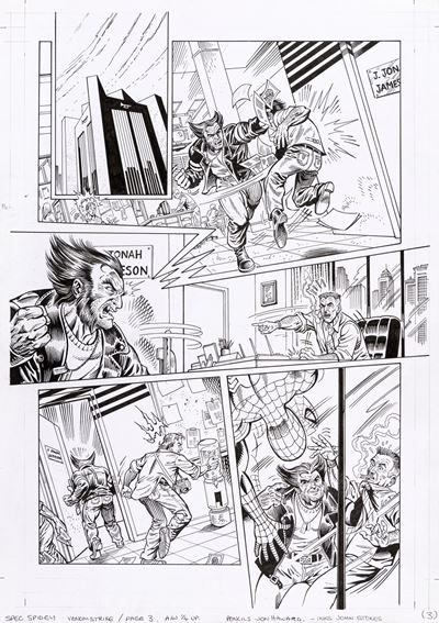 Tavola originale per 'Venom's Back', matita e china su cartoncino Marvel