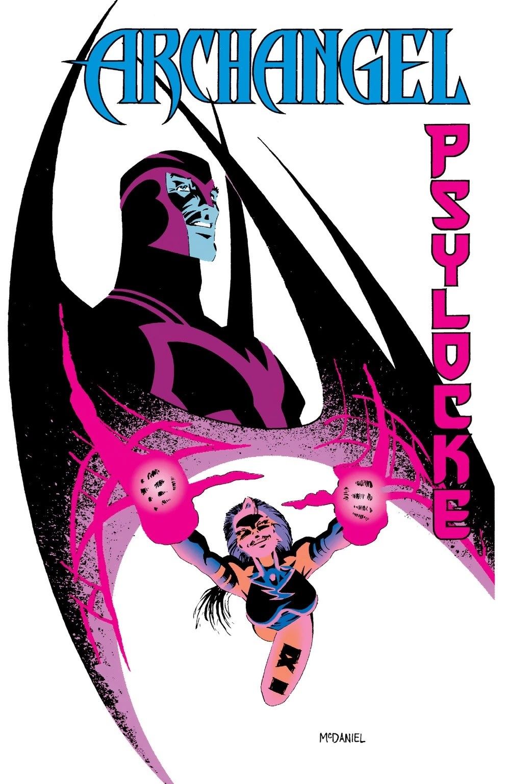 Scott Mcdaniel - Archangel & Psylocke - Matita e china su cartoncino Marvel, 1994