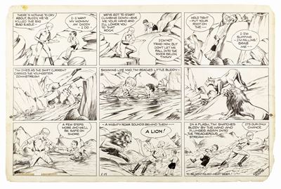 Tim Tyler's Luck, matita e china su cartoncino, 68 x 45 cm, 1936