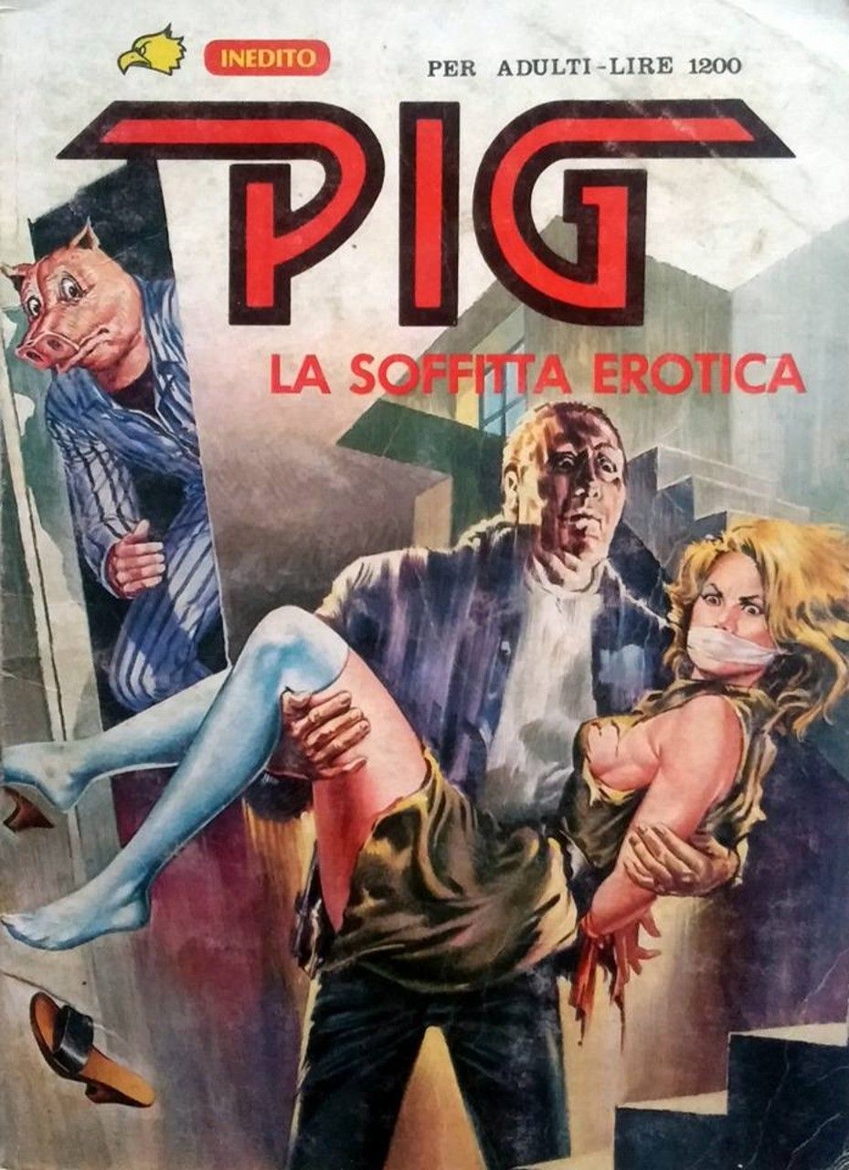 Mario Caria - Pig - La soffitta erotica, tempera su cartone