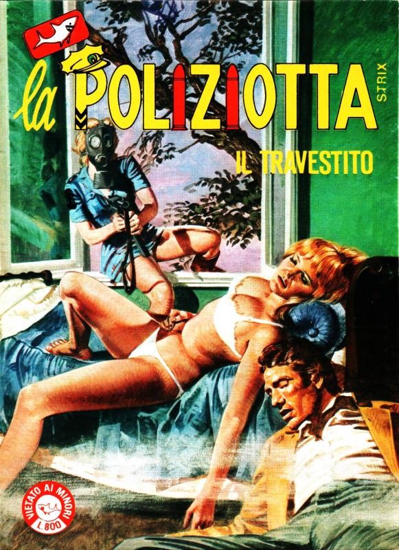 Emanuele Taglietti - La Poliziotta - Il travestito, tempera su cartone, 1983