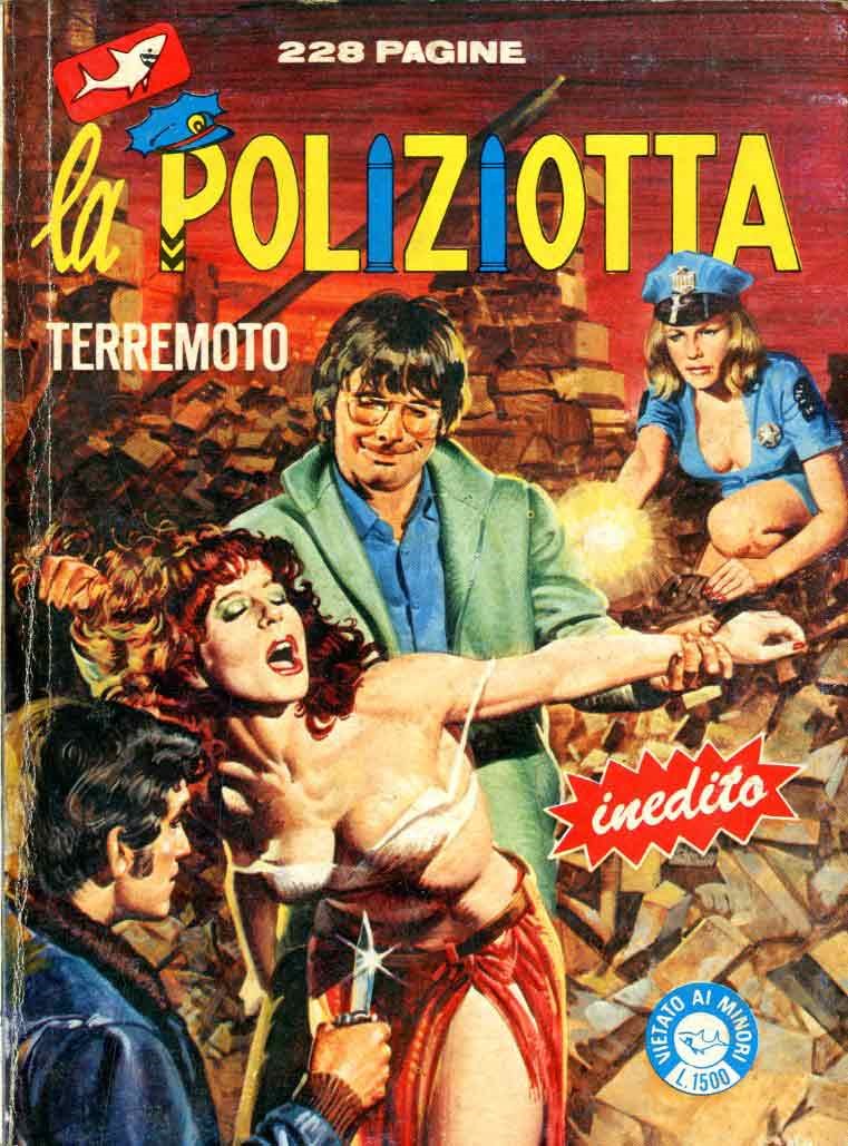 Emanuele Taglietti - La Poliziotta - Terremoto, tempera su cartone