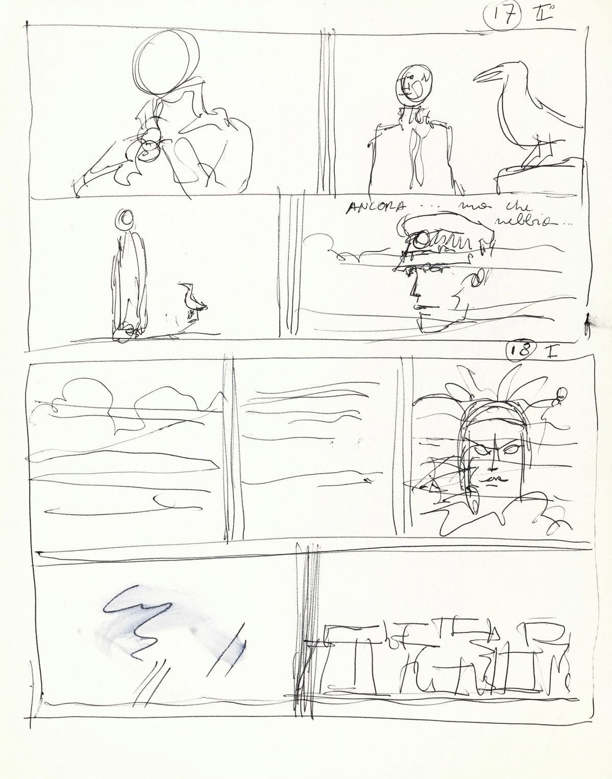 Hugo Pratt - Corto Maltese - Sogno di un mattino di mezzo inverno, penna su carta