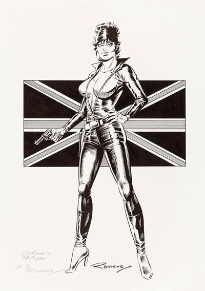 Modesty Blaise - matita e china su cartoncino