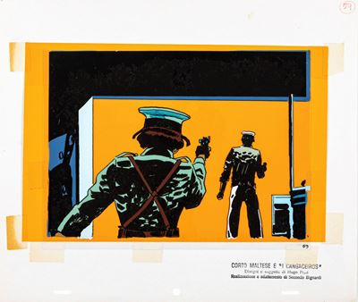 Hugo Pratt, Corto Maltese e 'I Cangaceiros', tempera su rodovetro, 1972