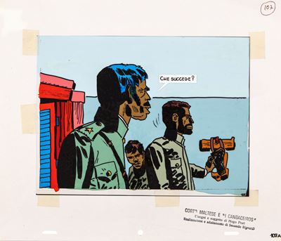 Hugo Pratt, Corto Maltese e 'I Cangaceiros', tempera su rodovetro
