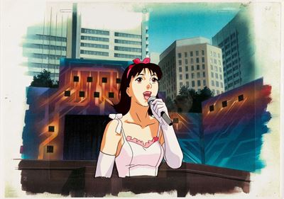 Perfect Blue - Tempera su rodovetro e matita e pastelli su carta, 1997