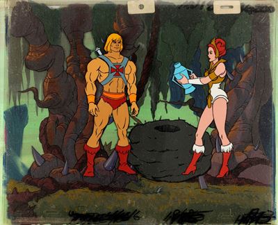 Filmation, He-Man and the Masters of the Universe - Cel originale su rodovetro con fondale dipint...