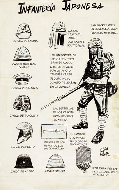 Infantería Japonesa, matita, pastello e china su cartoncino, 32 x 51 cm, 1961