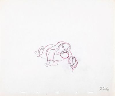 Disney, Biancaneve e i sette nani - Disegno di produzione, matita e pastello su carta
