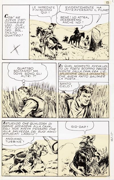 Pecos Bill - ll deserto dipinto, matita e china su cartoncino rimontato