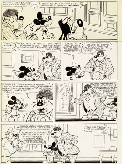 Topolino e Pippo chiromante, matita e china su cartoncino