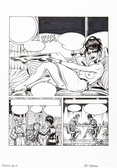 Magenta - Femme fatale, matita e china su cartoncino