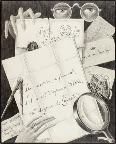 Illustrazione per 'La lettera rubata' di Edgar Allan Poe, matita su cartone