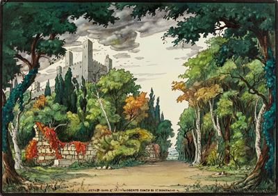 Illustrazione per 'Oberto Conte Di San Bonifacio', china e acquerello su cartone