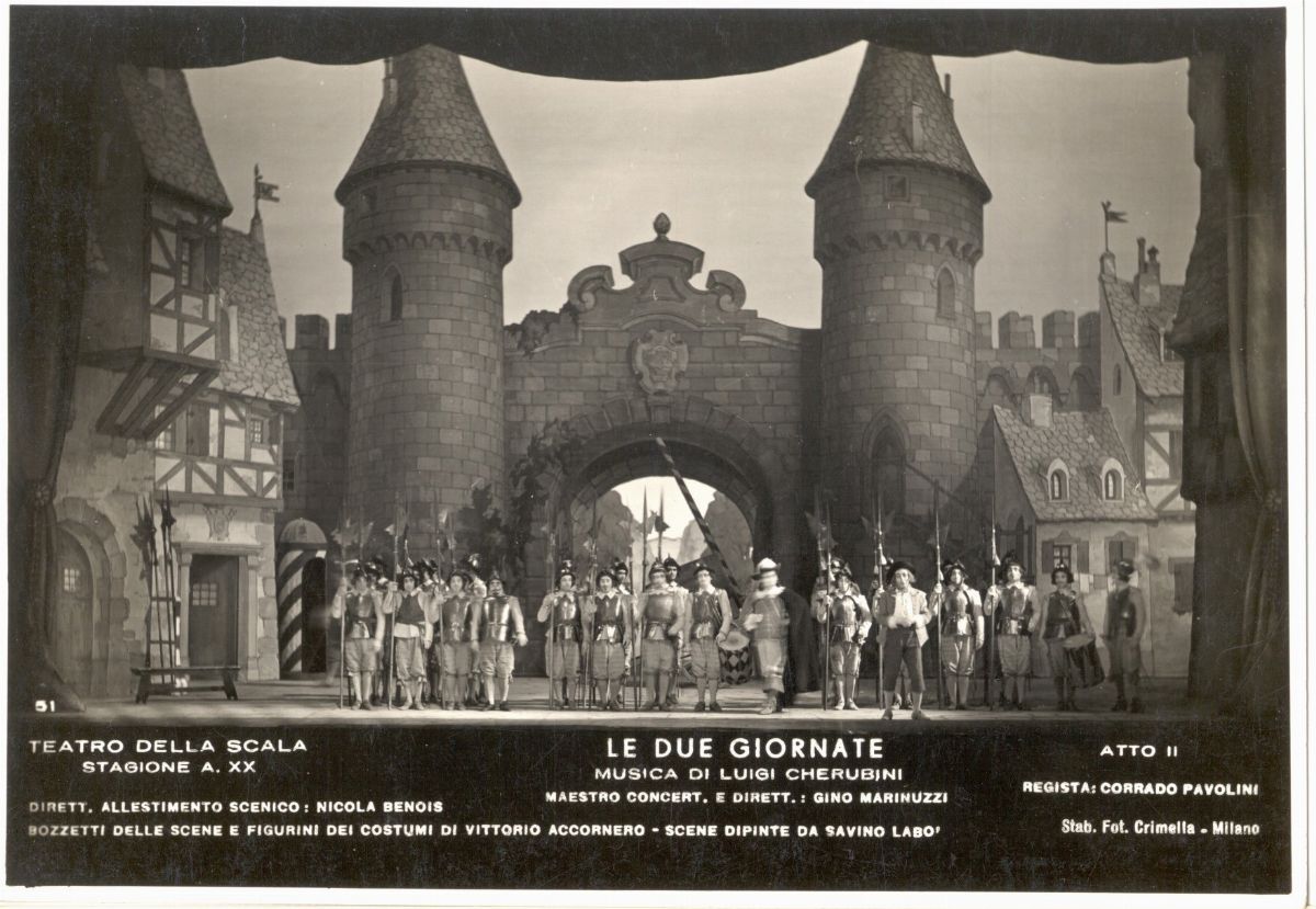 Vittorio Accornero - Le due giornate - Una porta di Parigi, china e acquerello su cartone, 1941