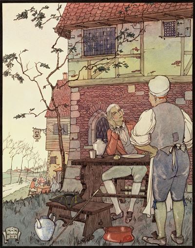 Croisilles - illustrazione originale in china e tempera su cartoncino
