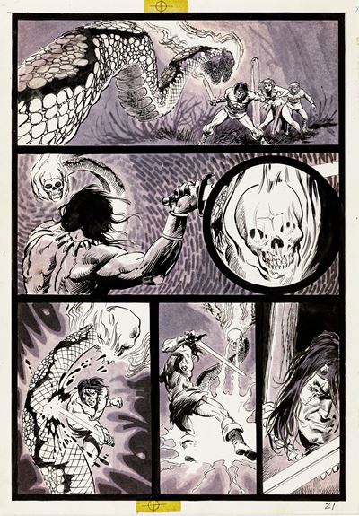 Kull and the Barbarians - The Omen in the Skull, matita, china e pennarello su cartoncino Marvel