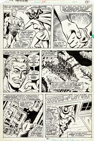 Invaders - U-Man Comes to Town!, matita e china su cartoncino Marvel