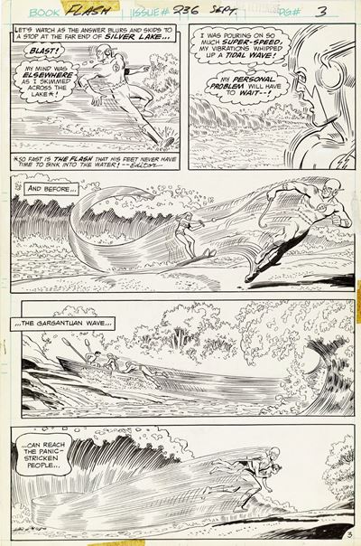 The Flash - Nowhere On The Face Of The Earth!, matita e china su cartoncino, 27 x 41 cm, 1975