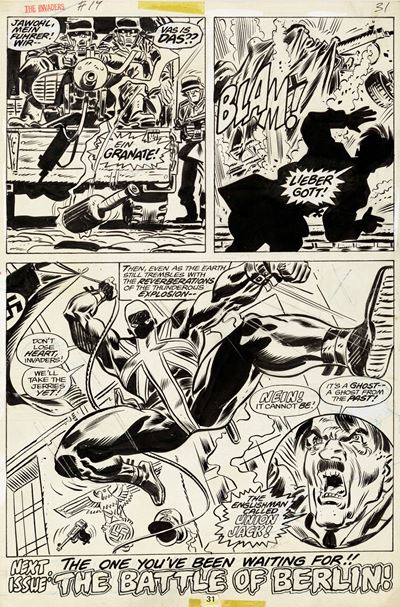 The Invaders - War Comes to the Wilhelmstrasse, matita e china su cartoncino Marvel