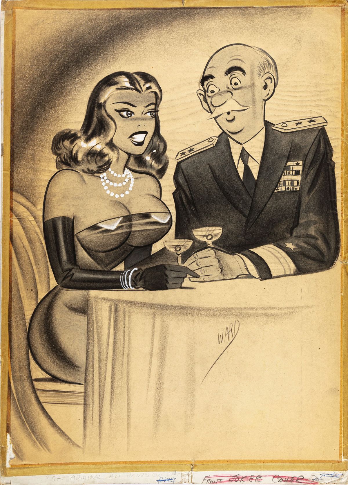 Bill Ward - 'Ok Admiral, all hands on deck!', matita, china e acquerello su carta