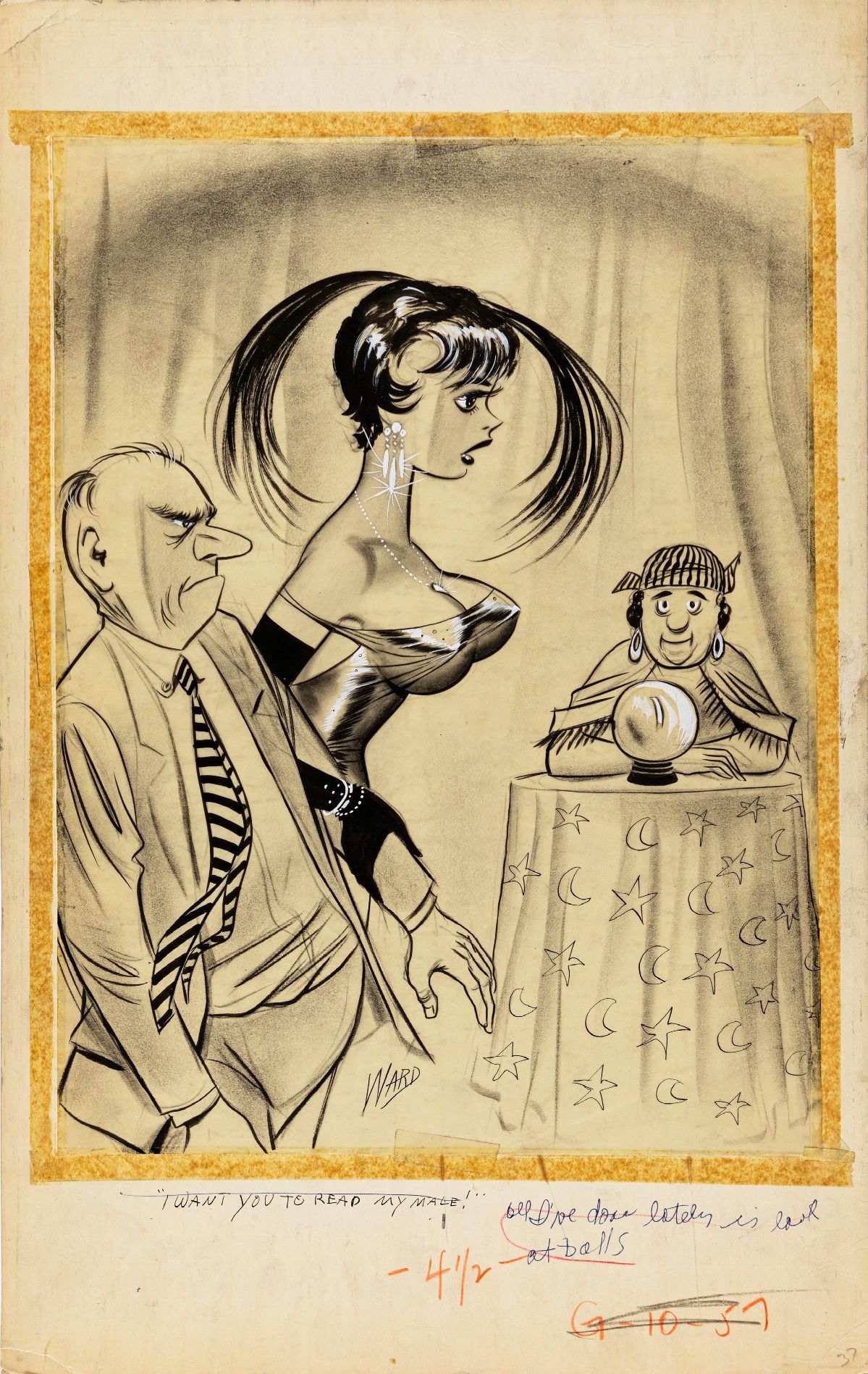 Bill Ward - Laugh Digest - I want you to read my male! (1964) Matita, china e biacca su carta