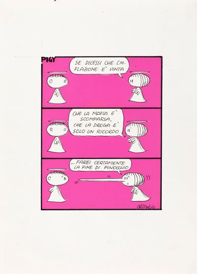 Pigy Pinocchio - Tecnica mista su cartoncino