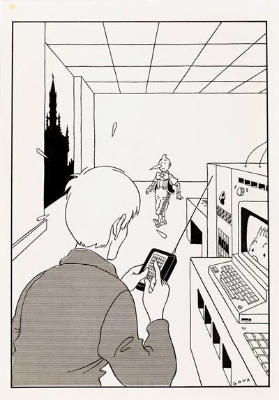 Pinocchio Tintin - china e retino su cartoncino