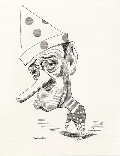 Totò Pinocchio - Matita e china su cartoncino