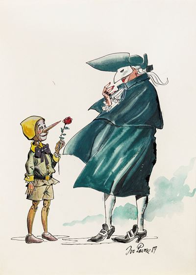 Pinocchio - matita, china e acquerello su cartoncino