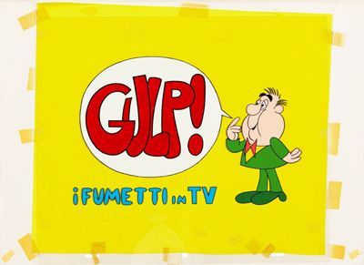 Cel originale di Studio Bignardi, 'Gulp! Fumetti in tv', tempera su rodovetro, 1972