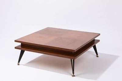 Tavolino, legno con struttura in metallo e ottone, circa 1960