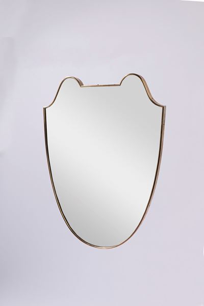 Specchio, vetro con cornice in ottone