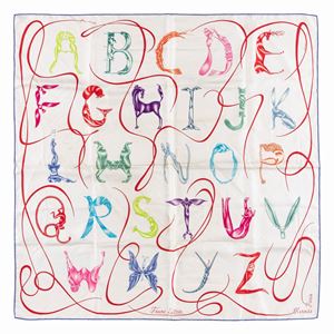 Faune Lettrée silk twill scarf