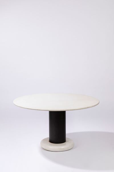 Tavolo in marmo bianco di Carrara e acciaio verniciato, 1971
