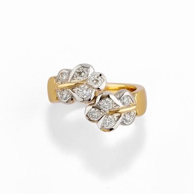 Anello con diamanti in oro bicolore 18K