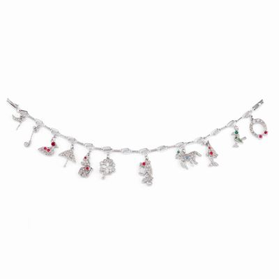 Bracciale in platino con pendenti charms e diamanti