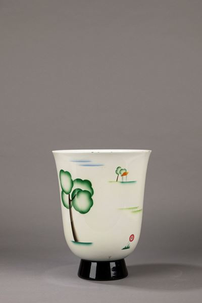 Vaso in ceramica decorato all'aerografo