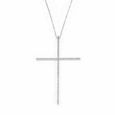 Pendente in oro bianco 18k con diamanti, cm 4,60x7,20