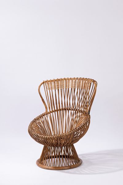 Poltroncina 'Margherita', 1960 ca., struttura di malacca e canna d'India