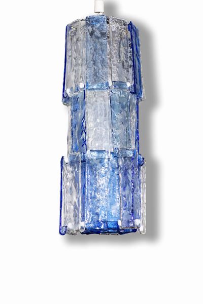 Lampadario Laguna, metallo cromato e vetro di Murano, 1968