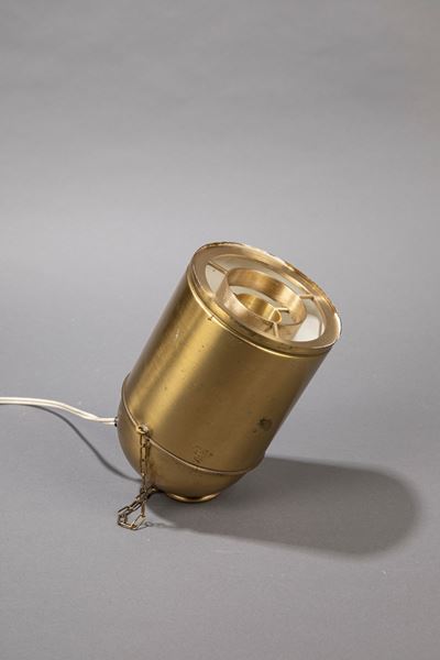 Lampada da tavolo, rame e ottone, produzione BBPR, circa 1950