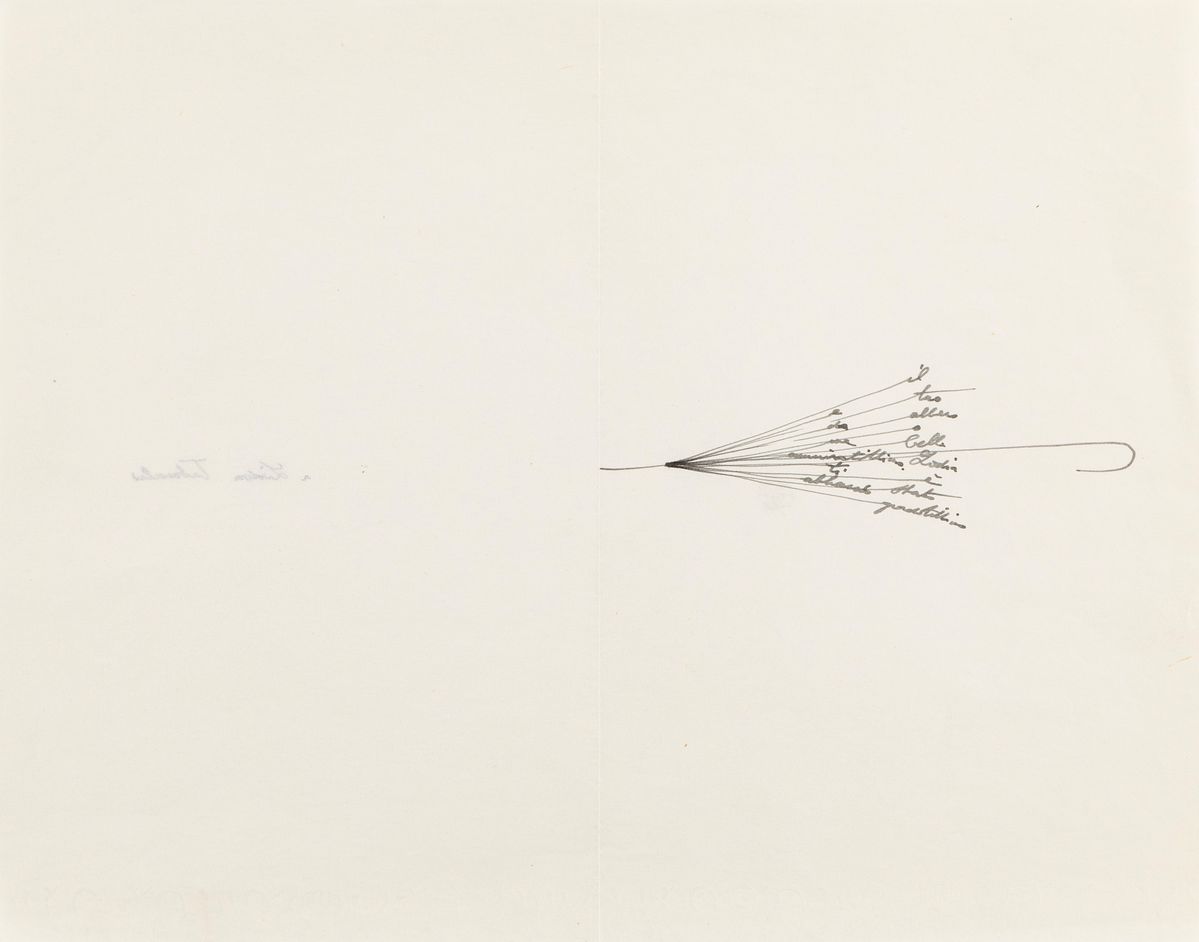 Gio Ponti - Calligramma, inchiostro su carta, 27,9 x 22 cm, circa 1960