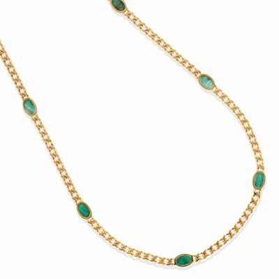 Collana in oro giallo 18k con inserti in malachite