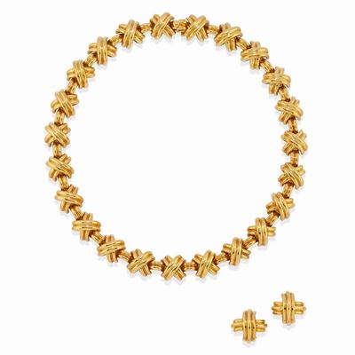 Demi parure in oro giallo 18k, composta da girocollo e orecchini