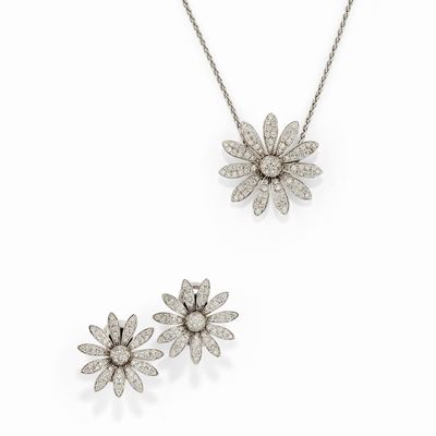 Demi-parure in oro bianco 18k con diamanti